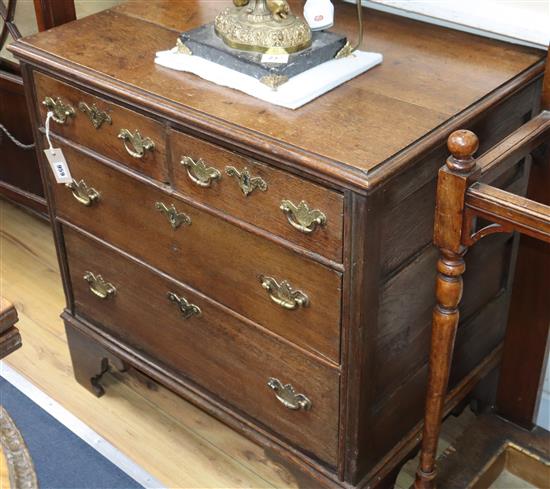 An 18th century oak chest of drawers W.79cm